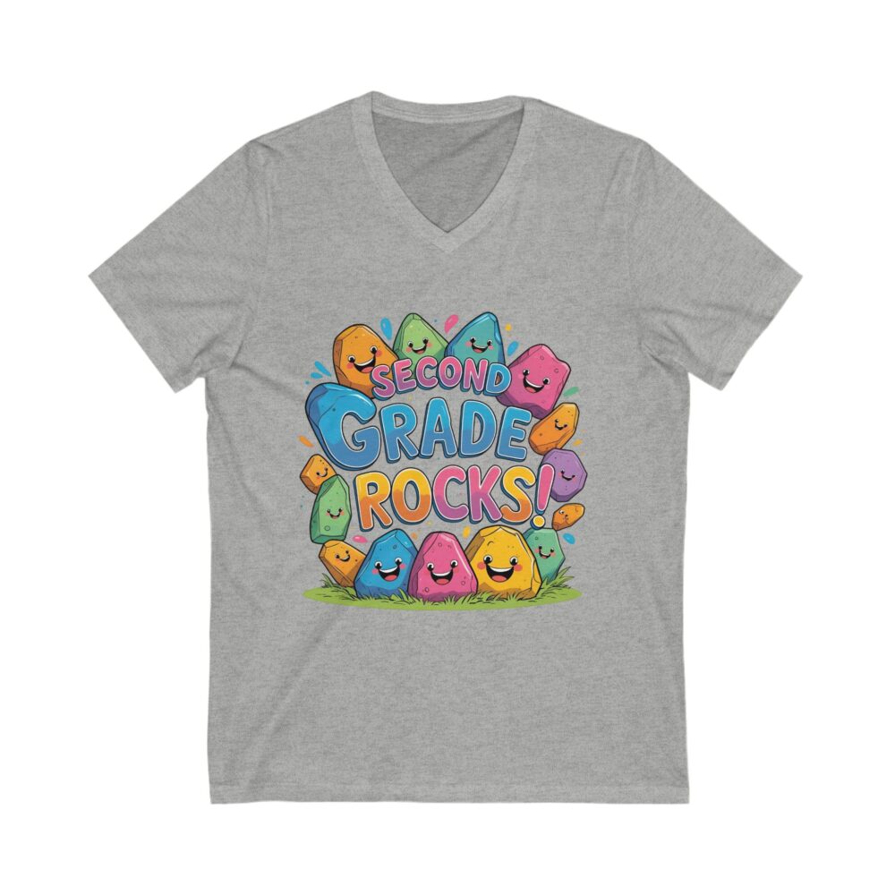 Second Grade Rocks - Unisex V-Neck Tee - Image 9