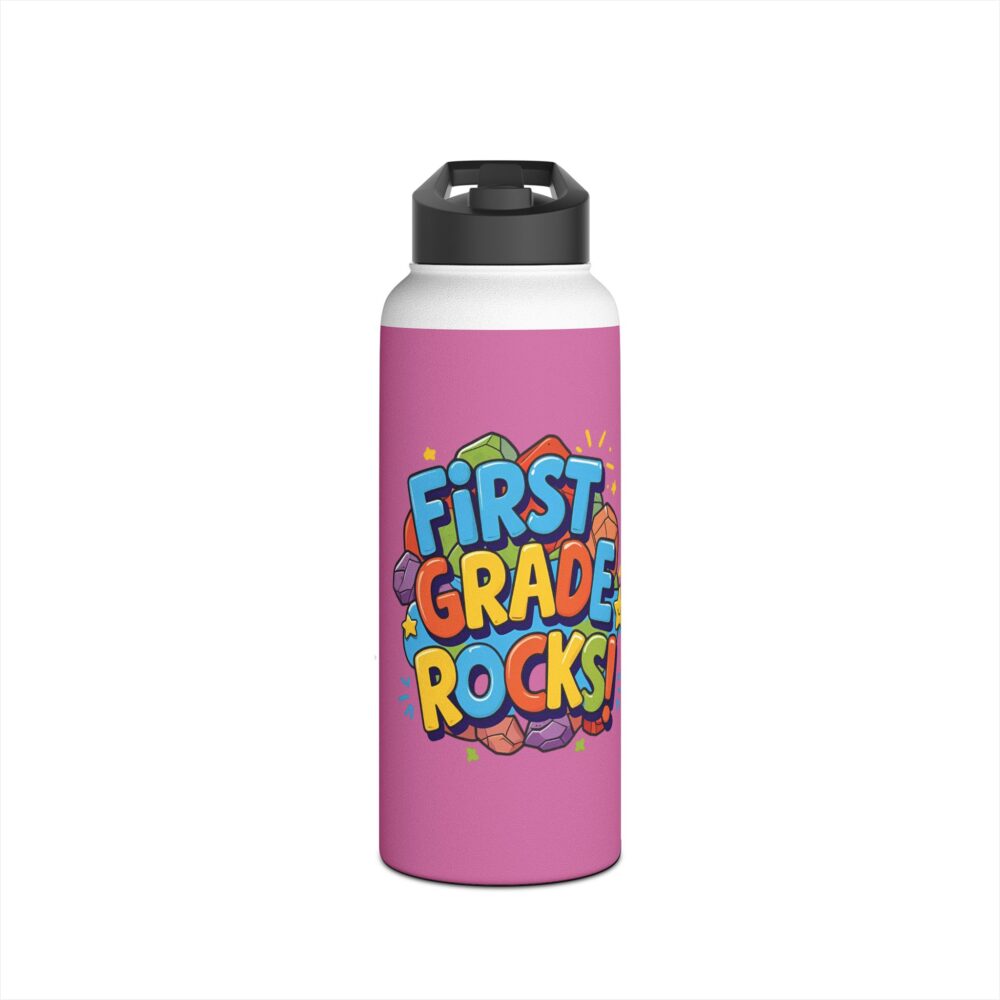 First Grade Rocks (pink) - Stainless Steel Water Bottle - Image 9