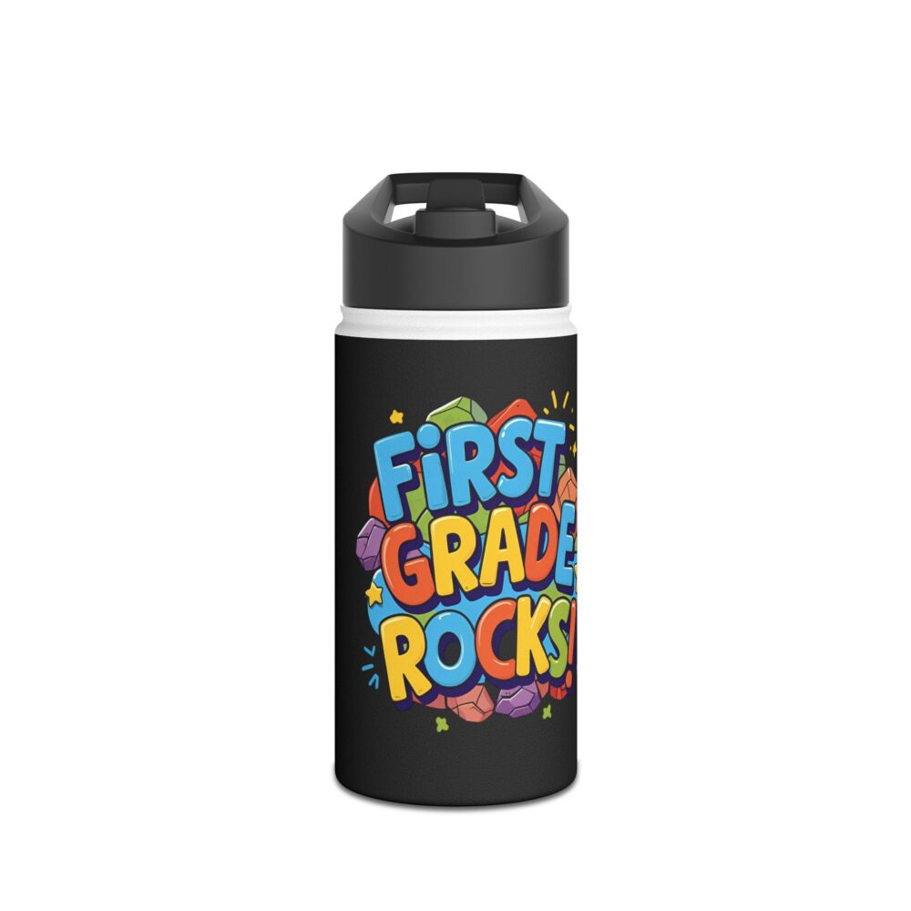 First Grade Rocks (black) - Stainless Steel Water Bottle
