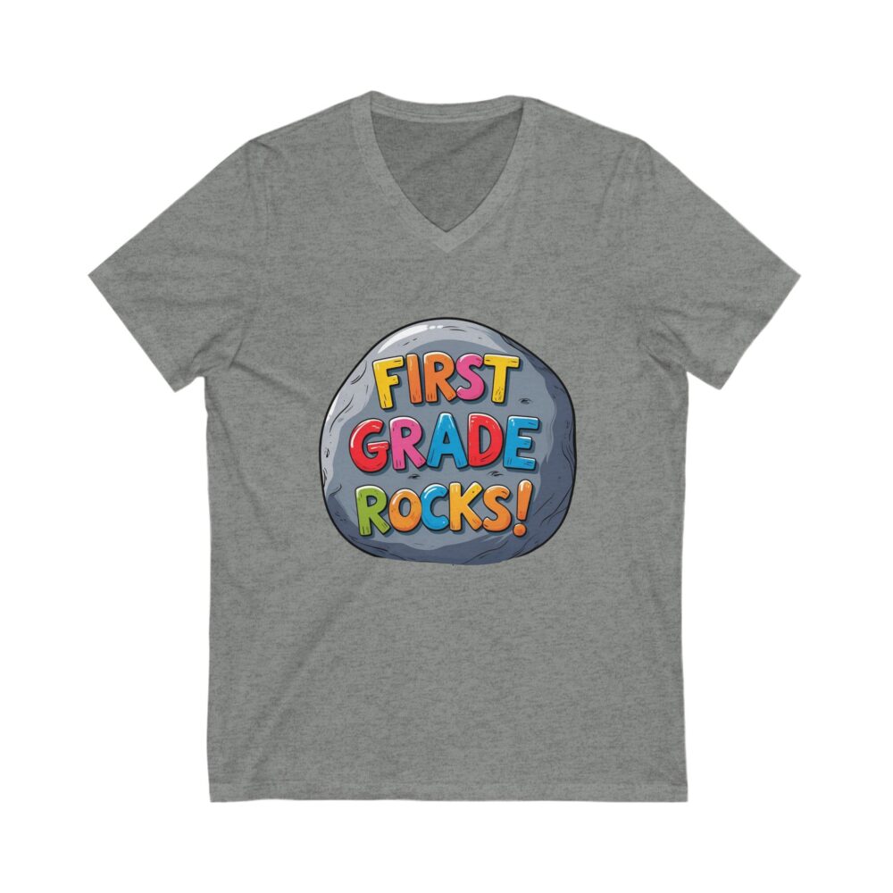 First Grade Rocks - Unisex V-Neck Tee - Image 5