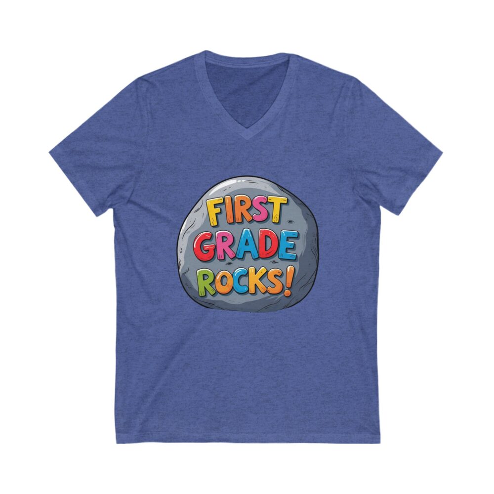 First Grade Rocks - Unisex V-Neck Tee - Image 13
