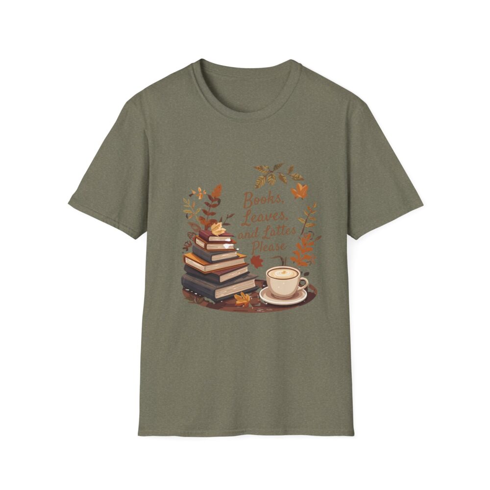 Books, Leaves, and Lattes Please-Unisex Soft style T-Shirt - Image 17