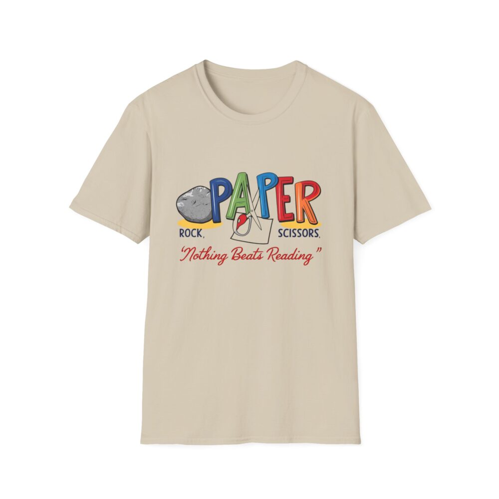 Rock, Paper, Scissors, Nothing Beats Reading - Unisex Soft Style T-Shirt - Image 5