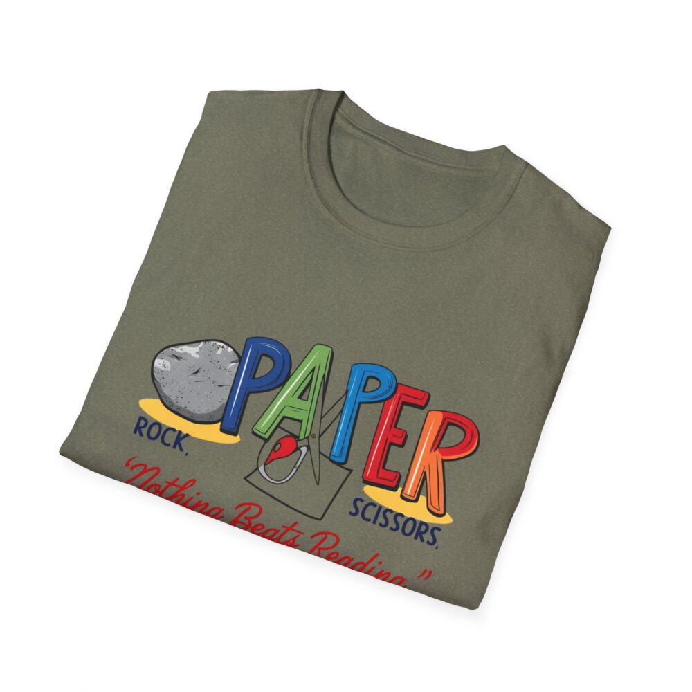 Rock, Paper, Scissors, Nothing Beats Reading - Unisex Soft Style T-Shirt - Image 16