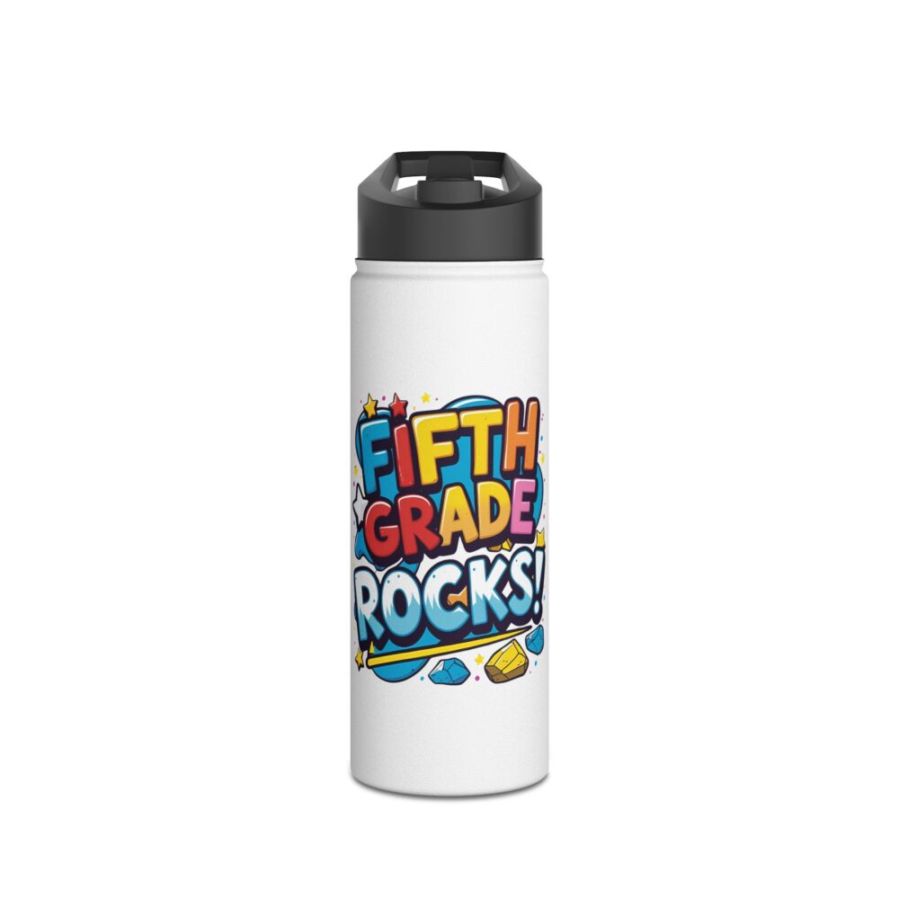 Fifth Grade Rocks (white) - Stainless Steel Water Bottle - Image 5