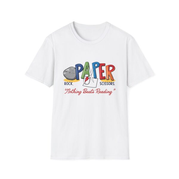 Rock, Paper, Scissors, Nothing Beats Reading - Unisex Soft Style T-Shirt