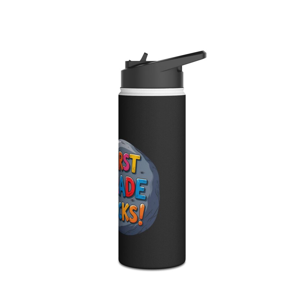 First Grade Rocks (black) - Stainless Steel Water Bottle - Image 8