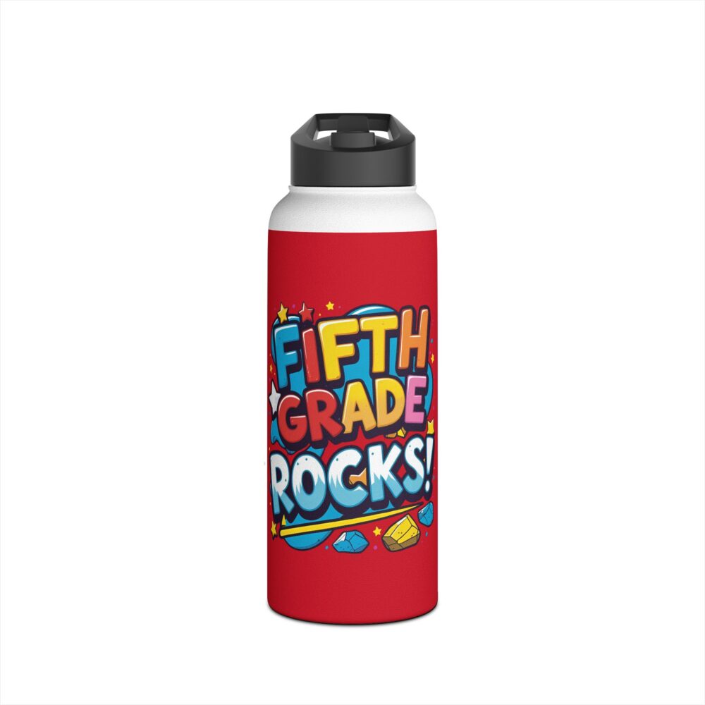 Fifth Grade Rocks (red) - Stainless Steel Water Bottle - Image 9