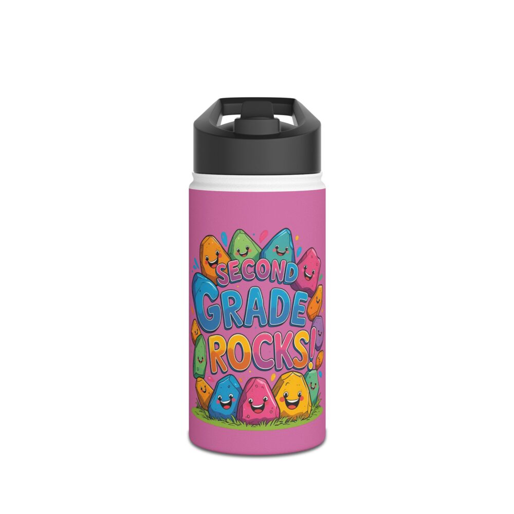 Second Grade Rocks (pink) - Stainless Steel Water Bottle
