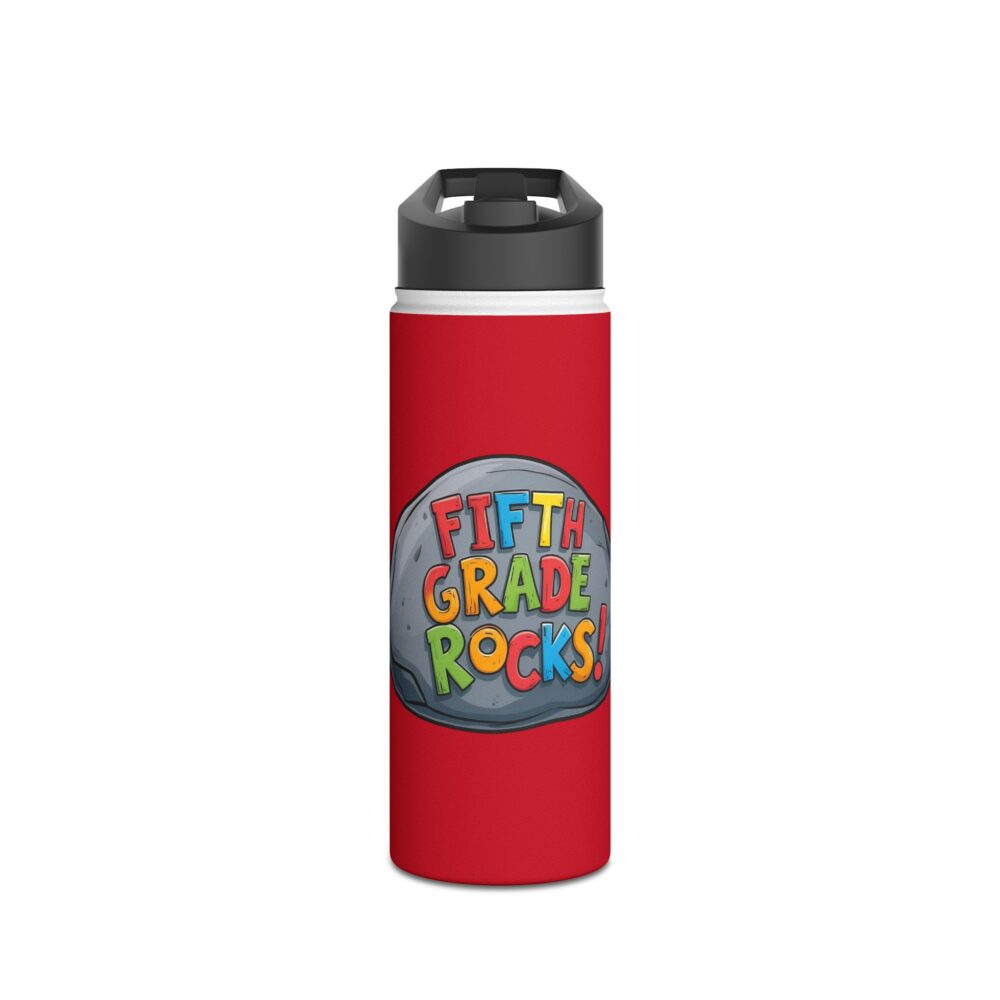 Fifth Grade Rocks (red) - Stainless Steel Water Bottle - Image 5