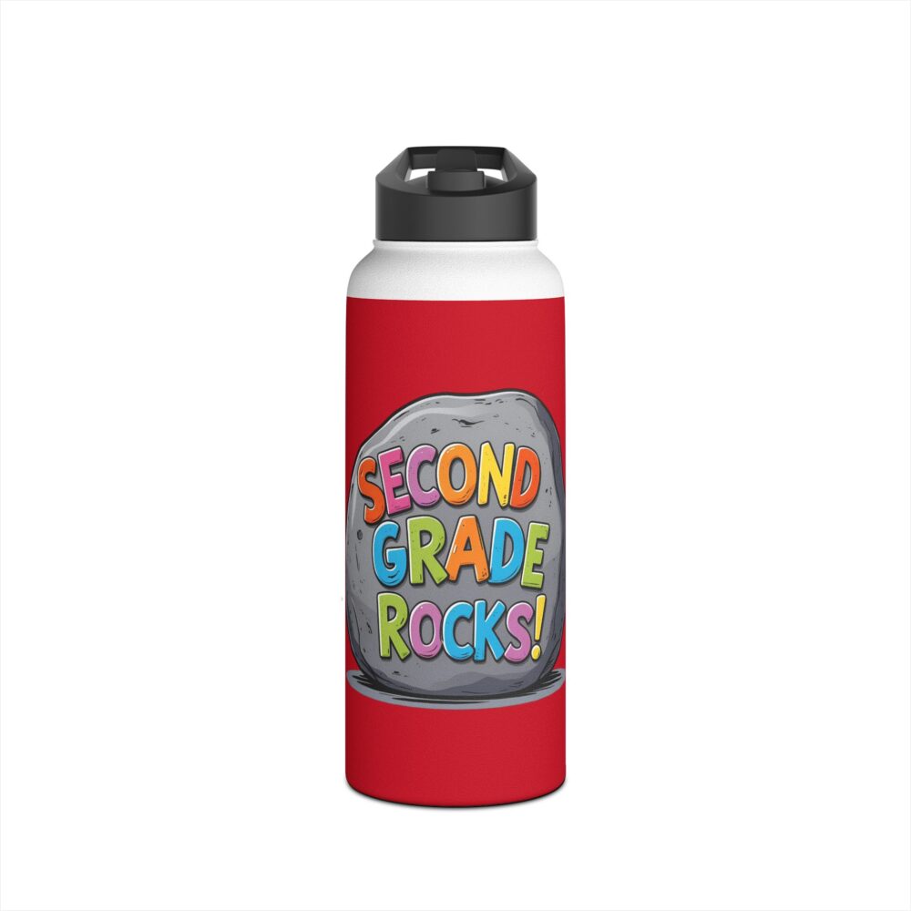 Second Grade Rocks (red) - Stainless Steel Water Bottle - Image 9