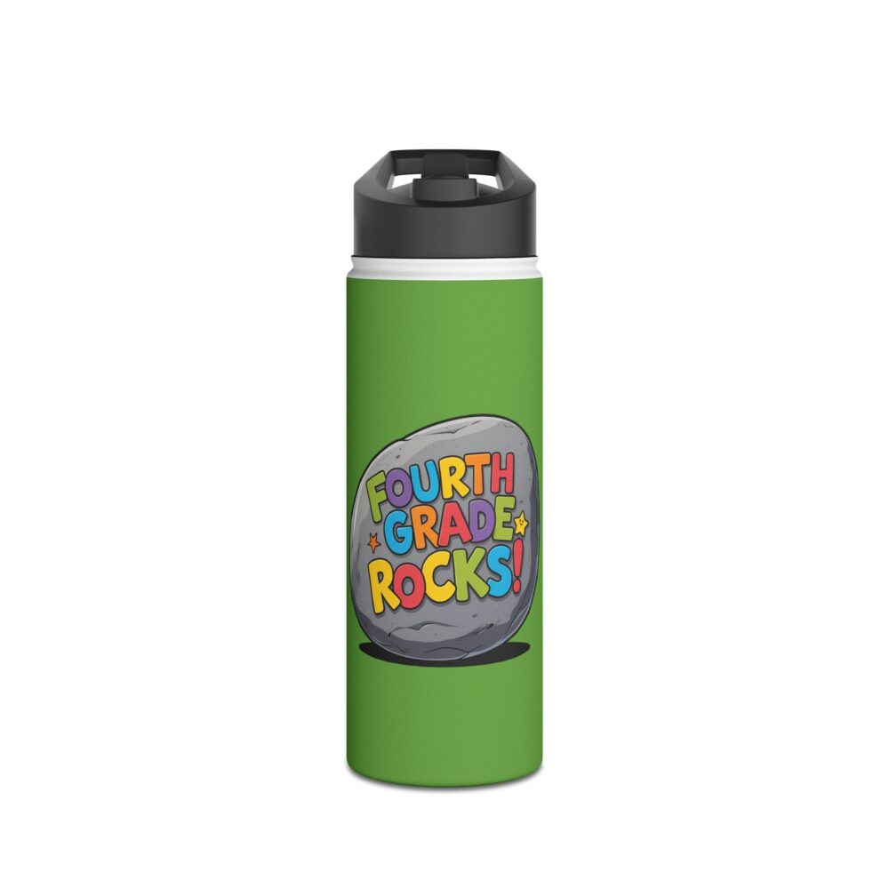 Fourth Grade Rocks (green) - Stainless Steel Water Bottle - Image 5