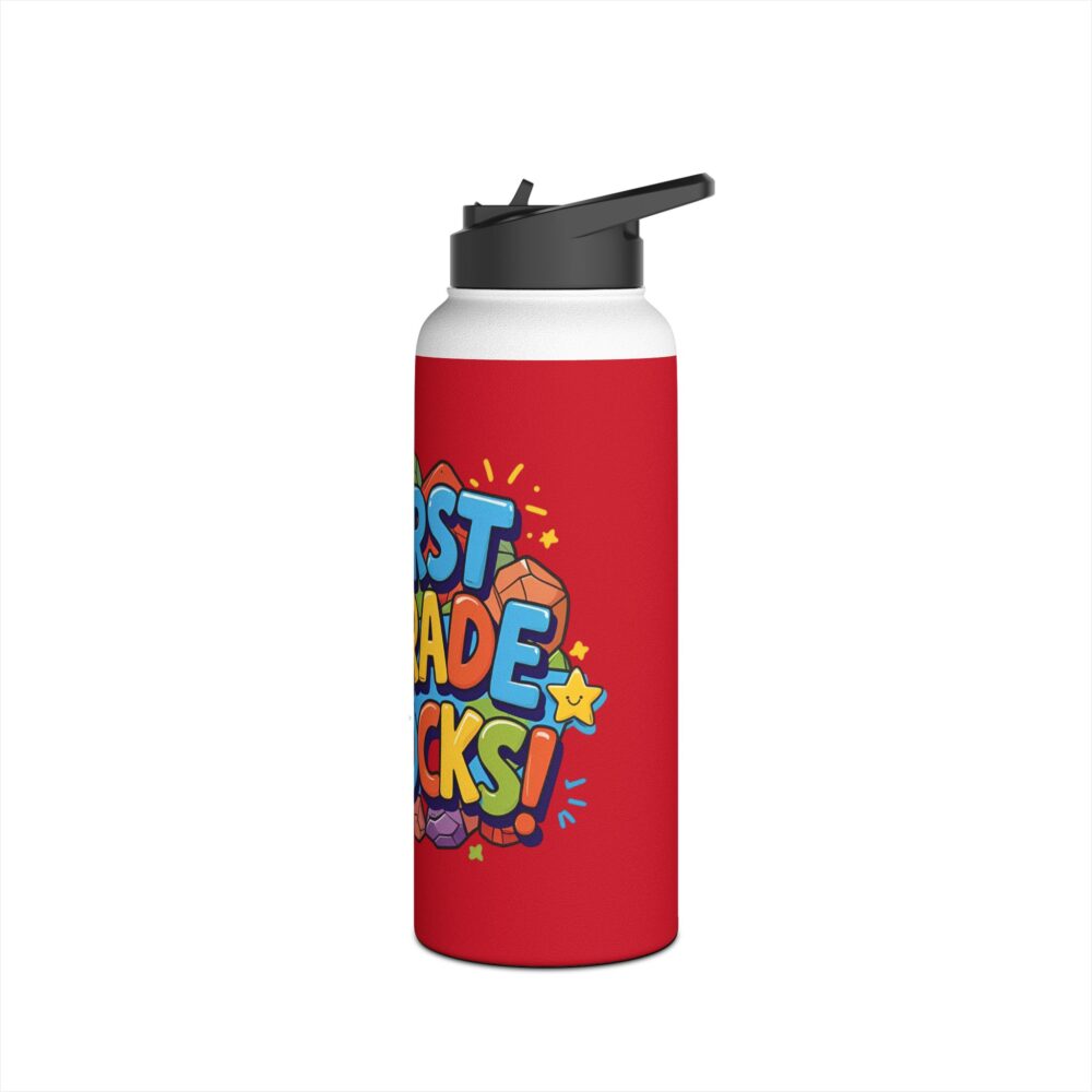 First Grade Rocks (red) - Stainless Steel Water Bottle - Image 12