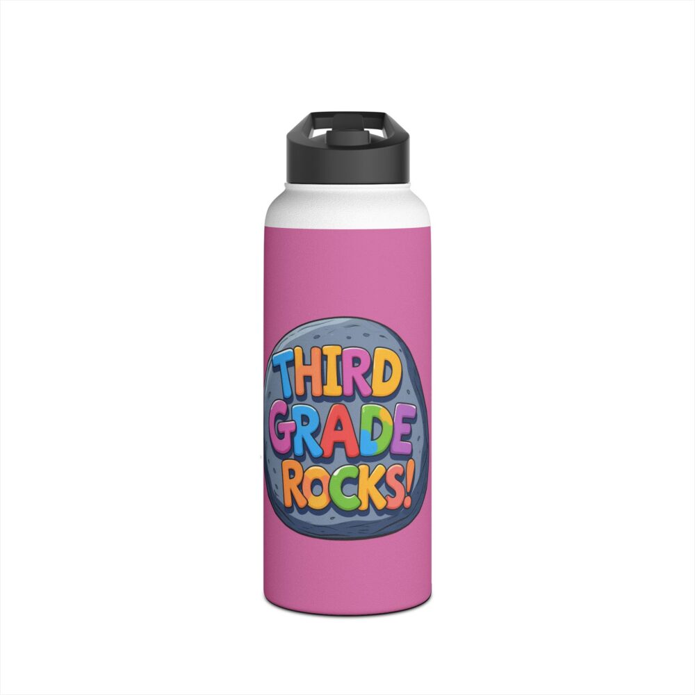 Third Grade Rocks (pink) - Stainless Steel Water Bottle - Image 9