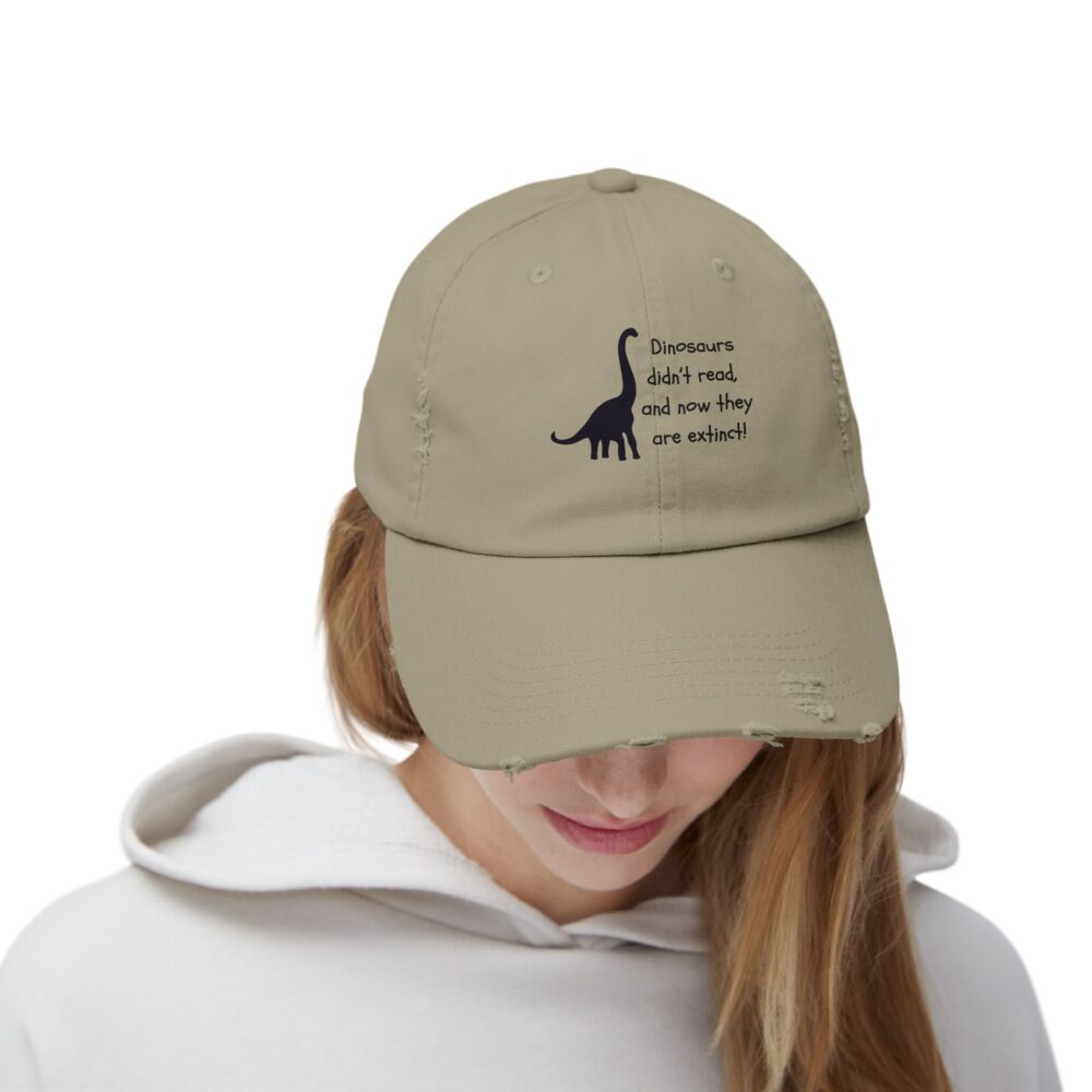 Dinosaurs Didn't Read, and Now They are... (B&W)-Unisex Adjustable Baseball Cap - Image 12