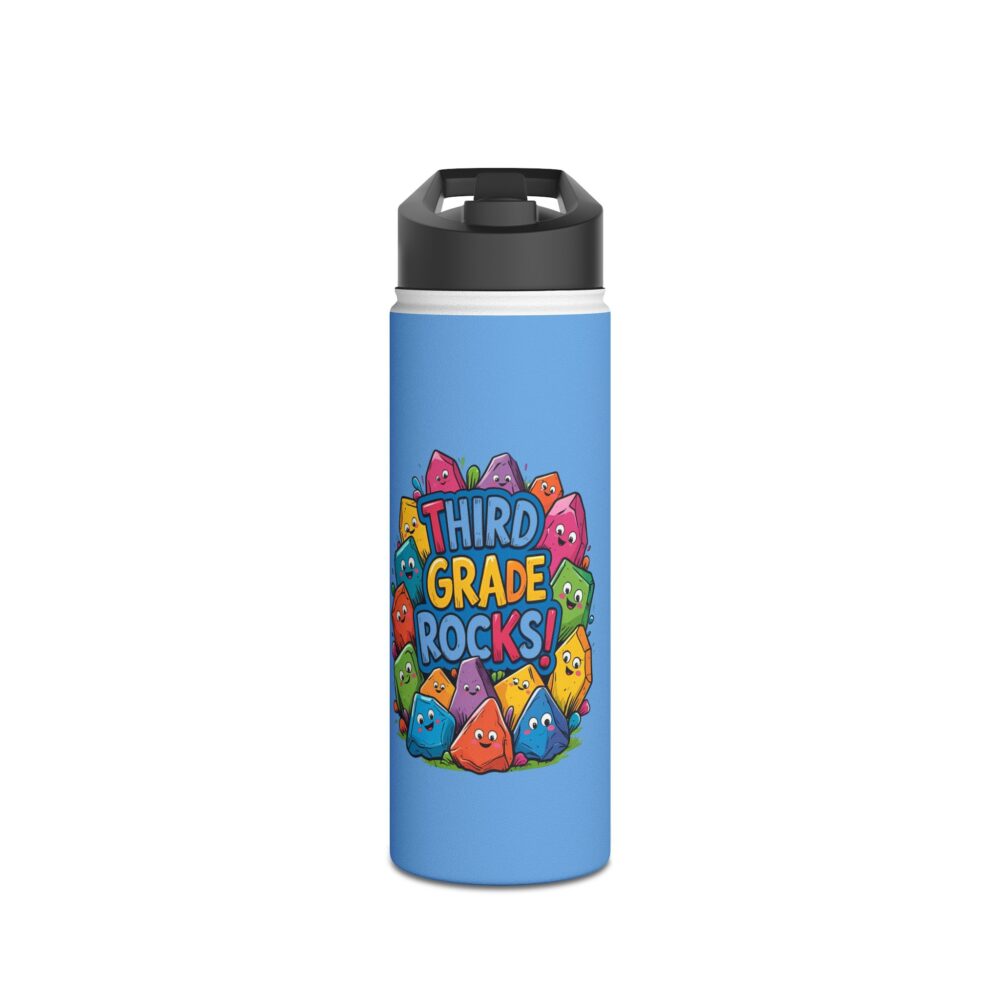 Third Grade Rocks (blue) - Stainless Steel Water Bottle - Image 5