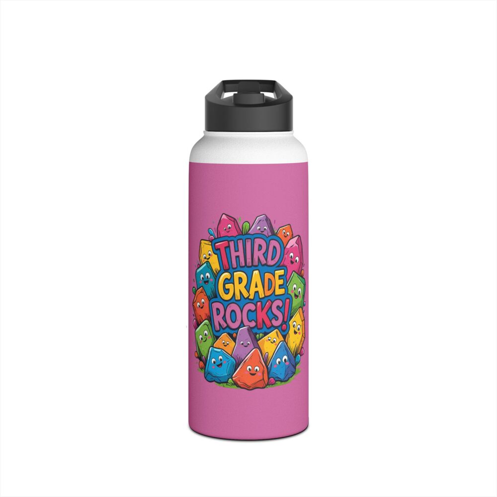 Third Grade Rocks (pink) - Stainless Steel Water Bottle - Image 9