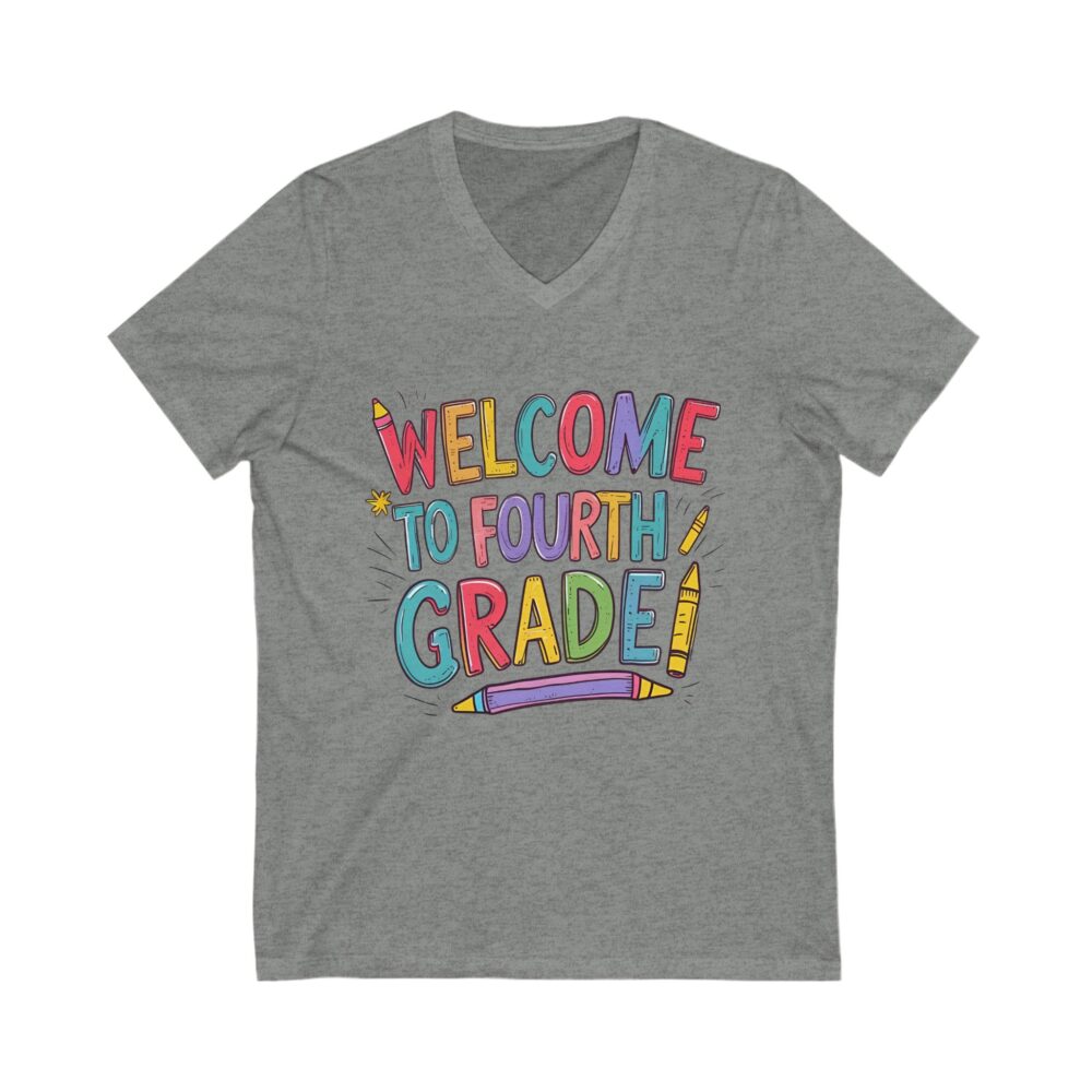Welcome to Fourth Grade - Unisex V-Neck Tee - Image 5