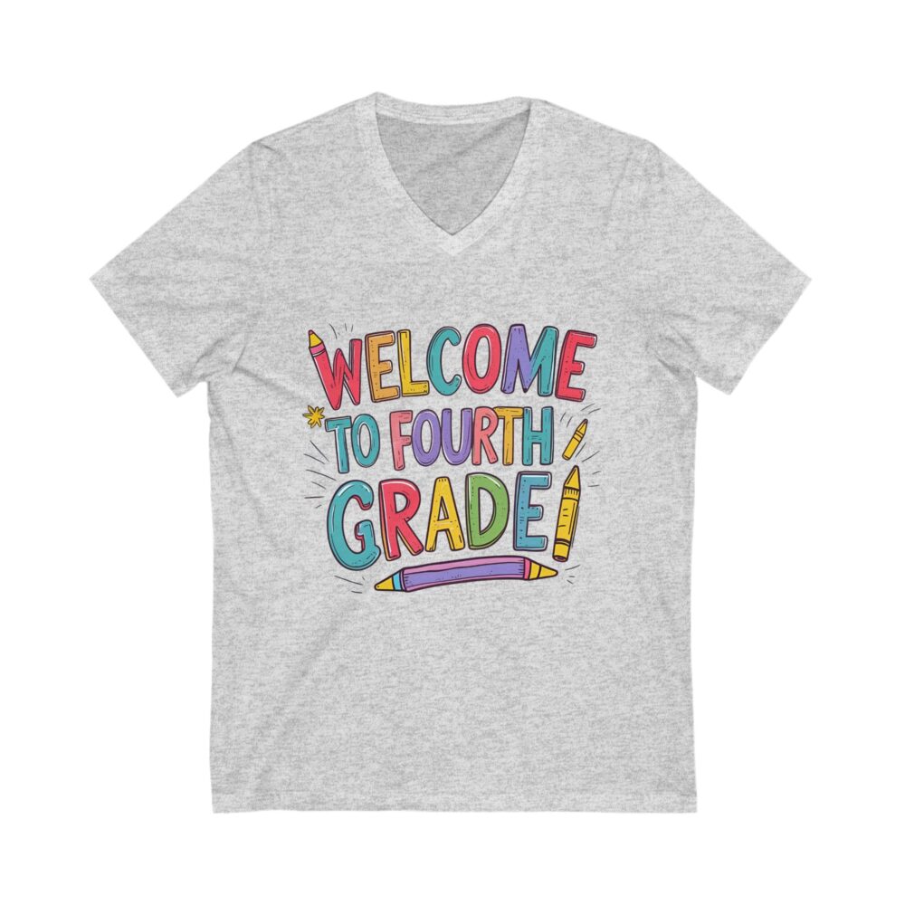 Welcome to Fourth Grade - Unisex V-Neck Tee - Image 3