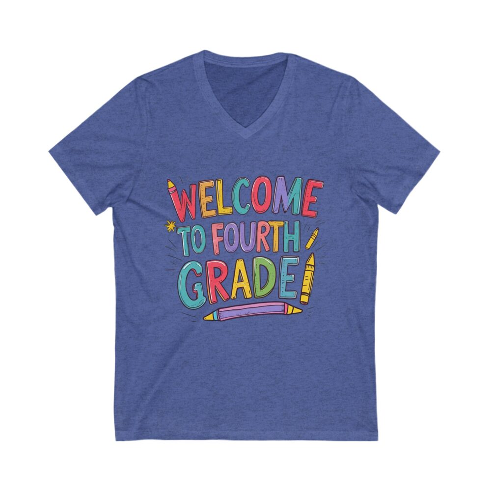 Welcome to Fourth Grade - Unisex V-Neck Tee - Image 13