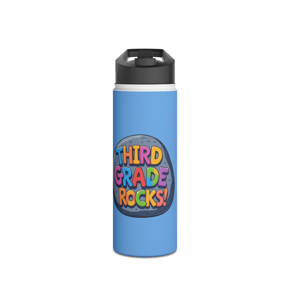 Third Grade Rocks (blue) - Stainless Steel Water Bottle - Image 5
