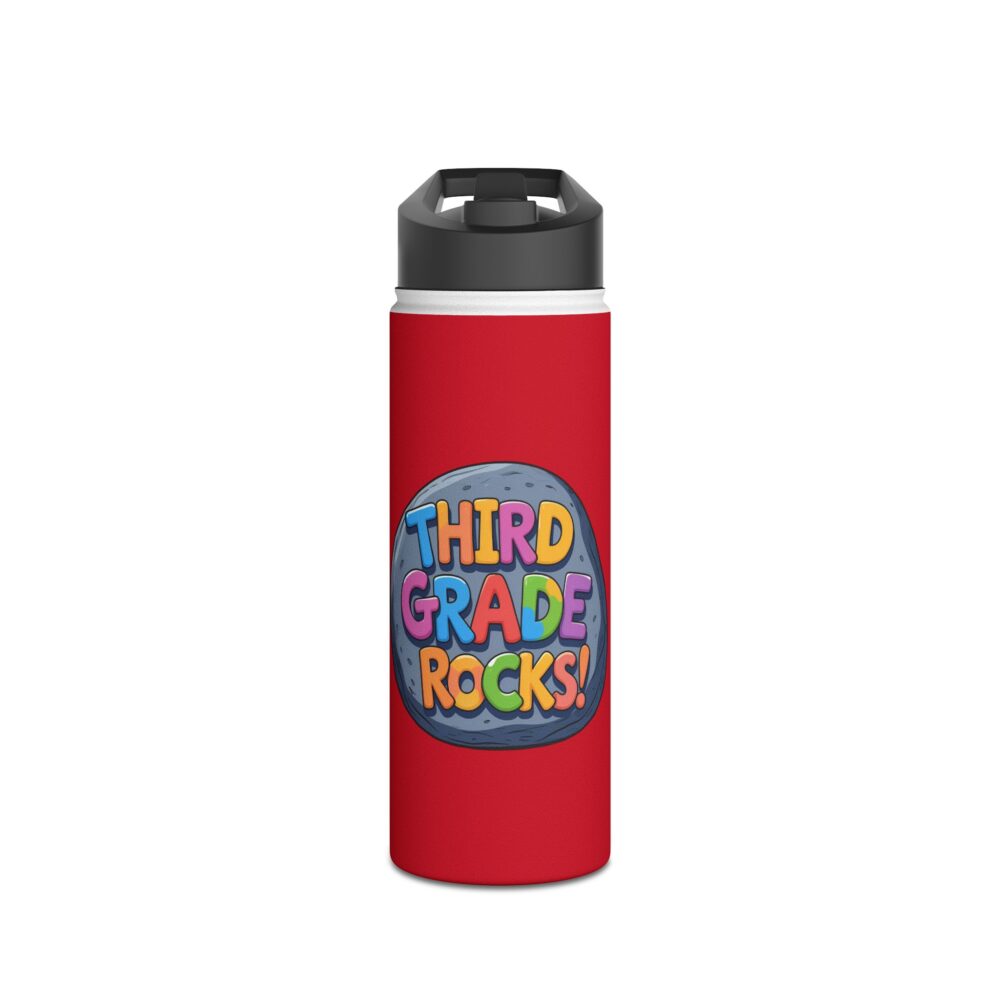 Third Grade Rocks (red) - Stainless Steel Water Bottle - Image 5