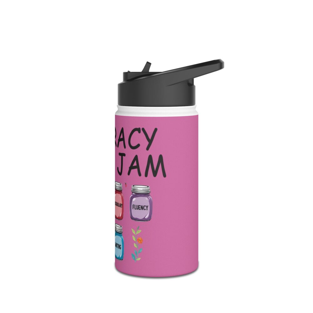 Literacy is My Jam (pink) - Stainless Steel Water Bottle - Image 4