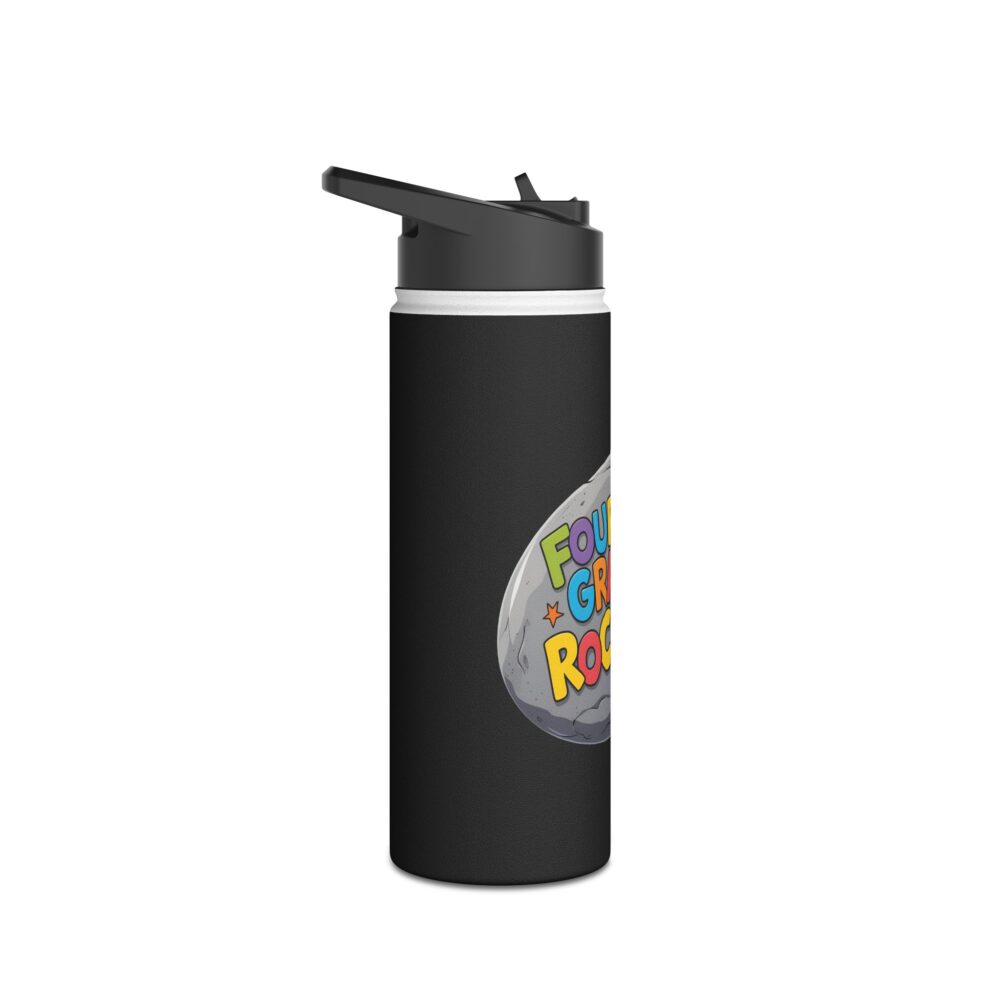 Fourth Grade Rocks (black) - Stainless Steel Water Bottle - Image 7