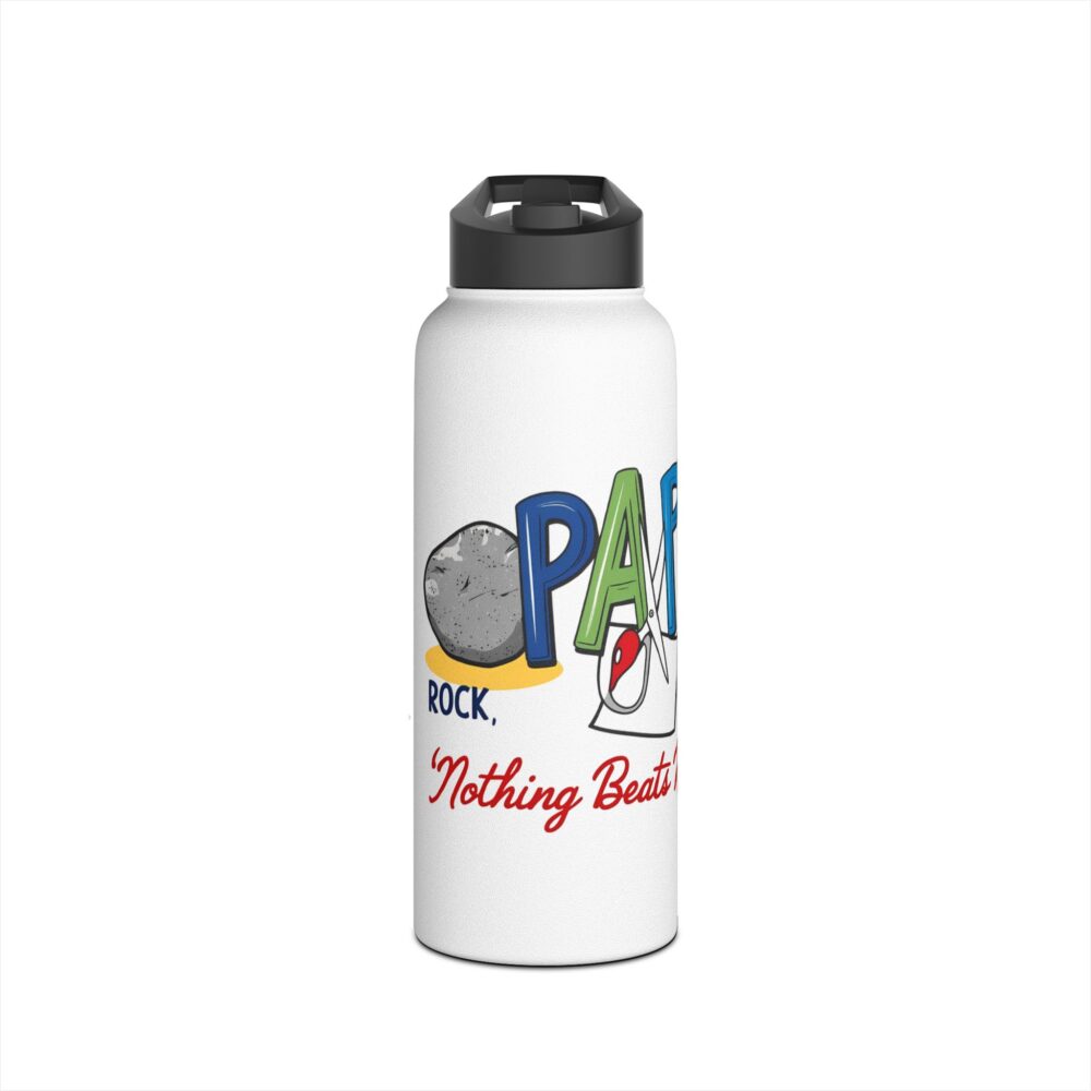 Rock, Paper, Scissors, Nothing Beats Reading - Stainless Steel Water Bottle - Image 9