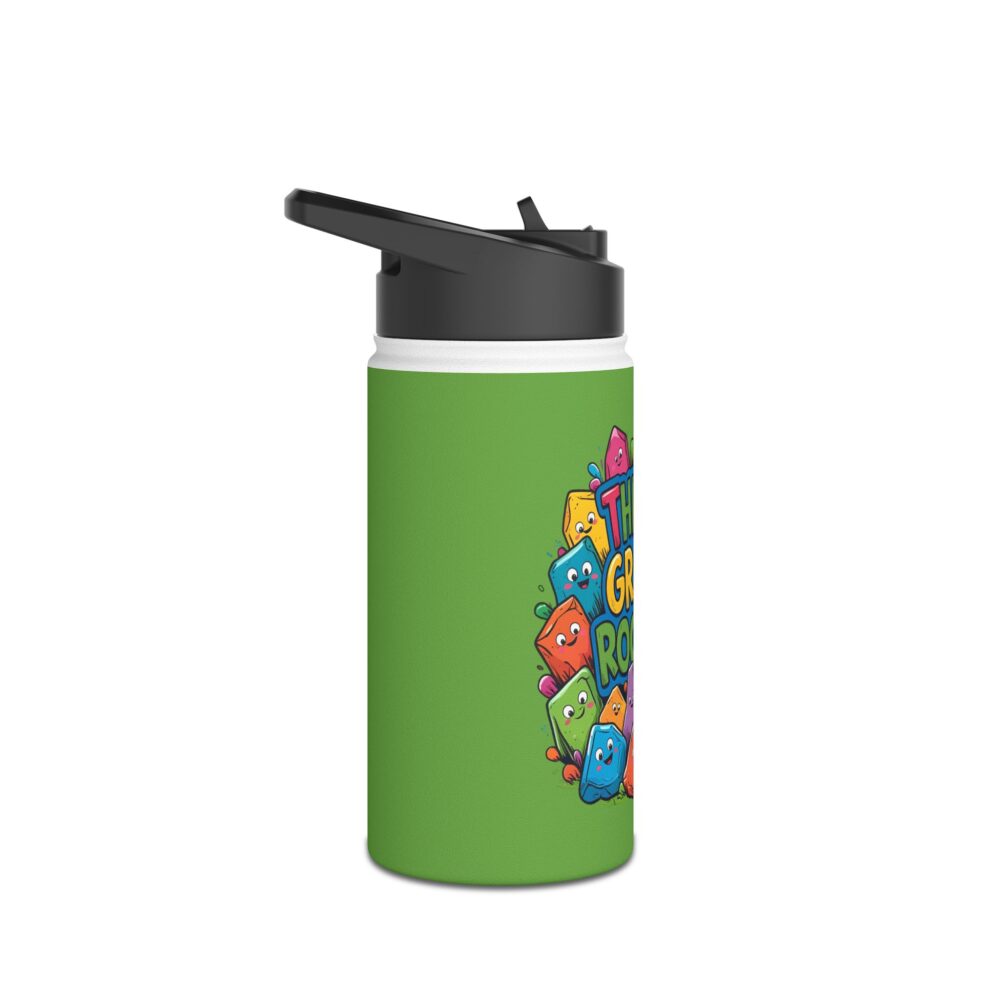 Third Grade Rocks (green) - Stainless Steel Water Bottle - Image 3