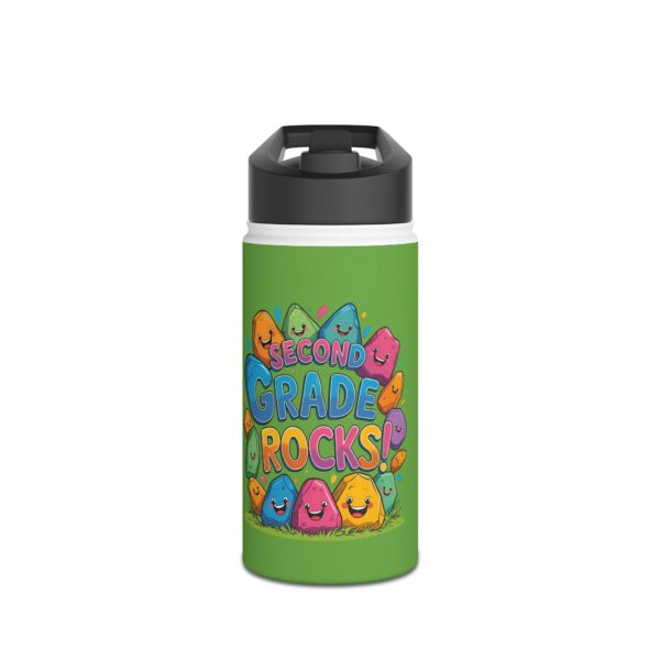 Second Grade Rocks (green) - Stainless Steel Water Bottle