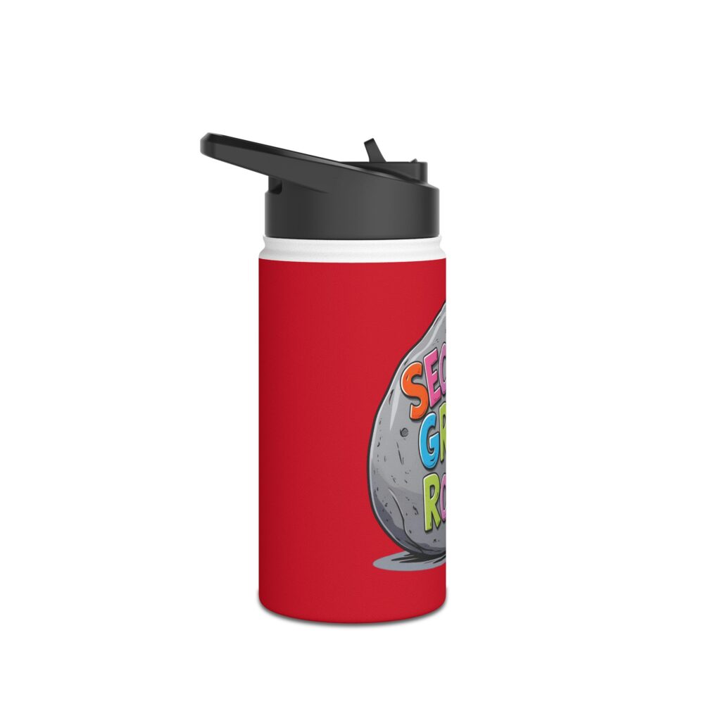 Second Grade Rocks (red) - Stainless Steel Water Bottle - Image 3