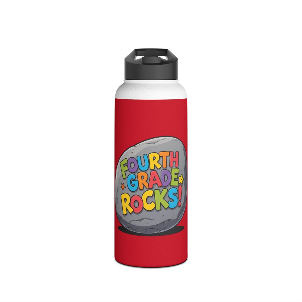 Fourth Grade Rocks (red) - Stainless Steel Water Bottle - Image 9