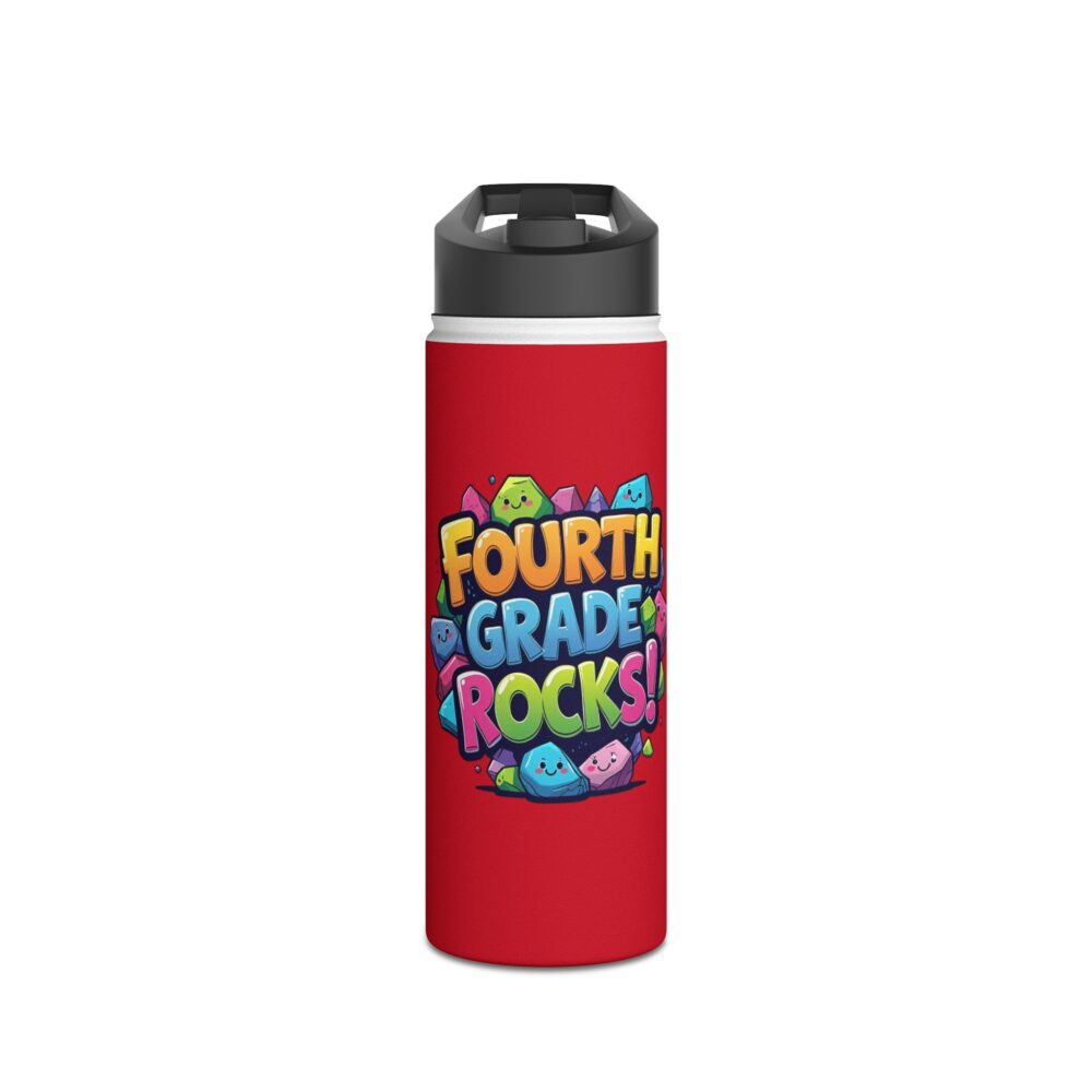 Fourth Grade Rocks (red) - Stainless Steel Water Bottle - Image 5