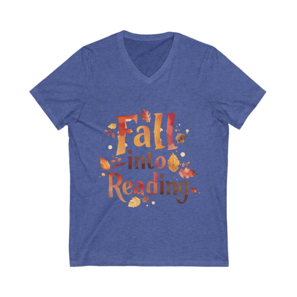 Fall Into Reading - Unisex V-Neck Tee - Image 9