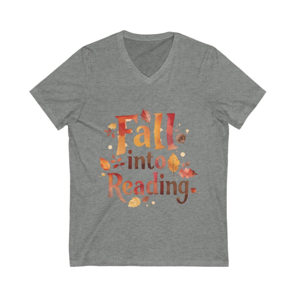 Fall Into Reading - Unisex V-Neck Tee - Image 3