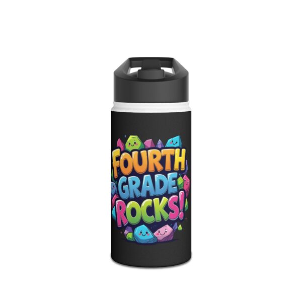 Fourth Grade Rocks (black) - Stainless Steel Water Bottle