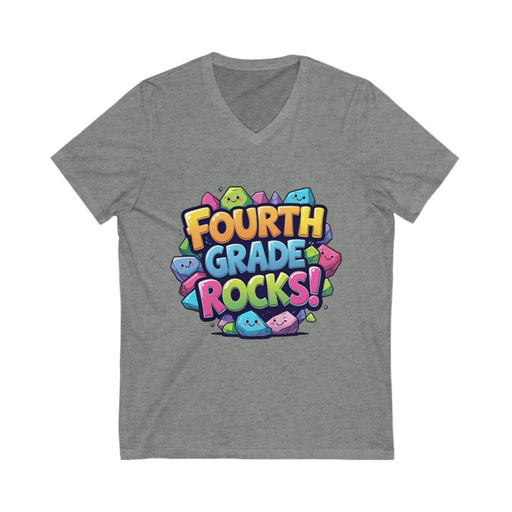 Fourth Grade Rocks - Unisex V-Neck Tee - Image 5