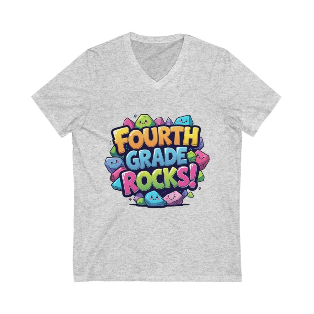 Fourth Grade Rocks - Unisex V-Neck Tee - Image 3