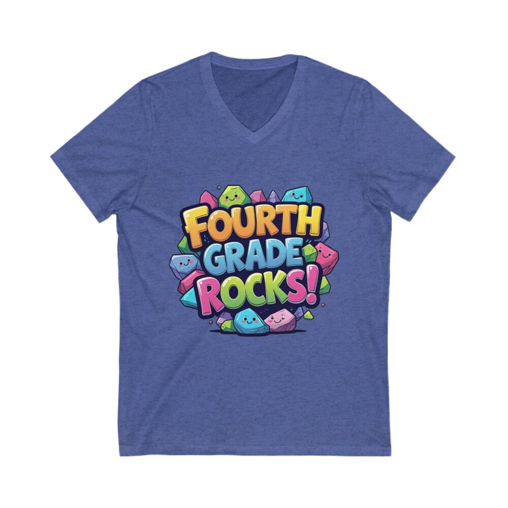 Fourth Grade Rocks - Unisex V-Neck Tee - Image 13