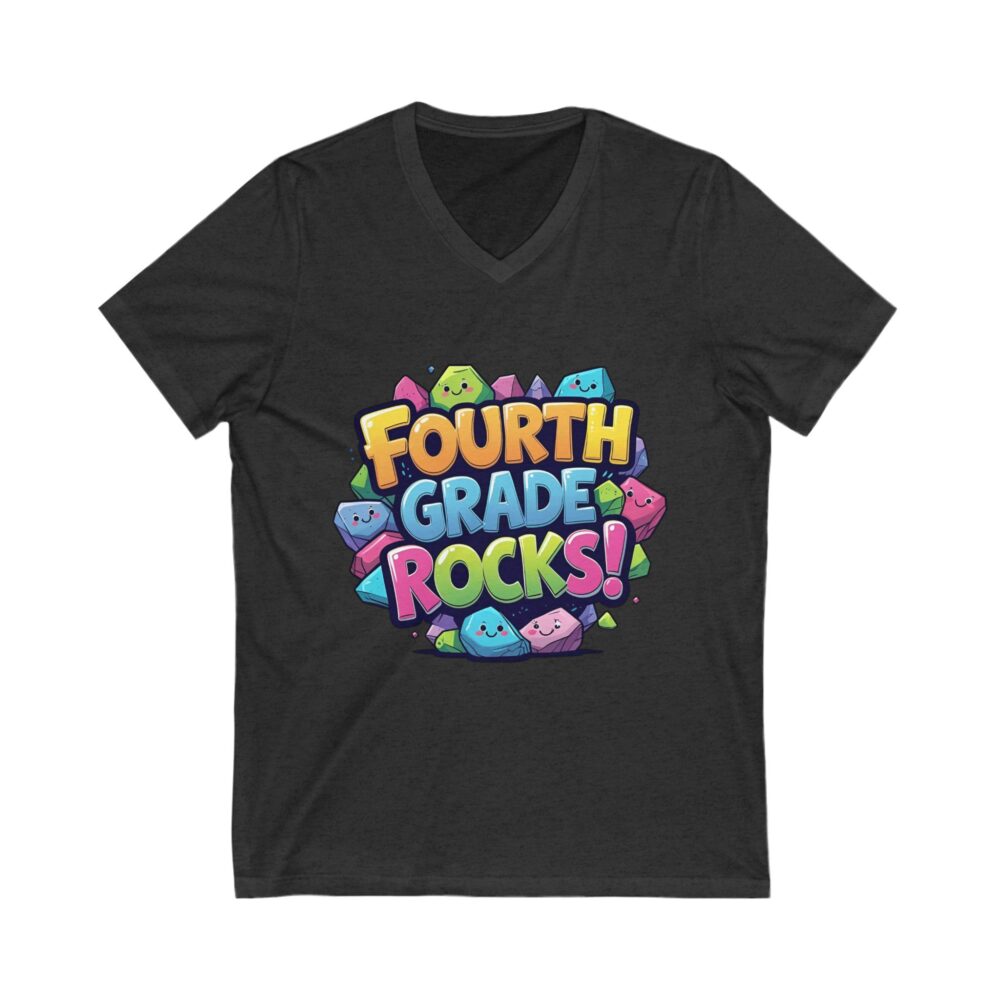 Fourth Grade Rocks - Unisex V-Neck Tee - Image 17