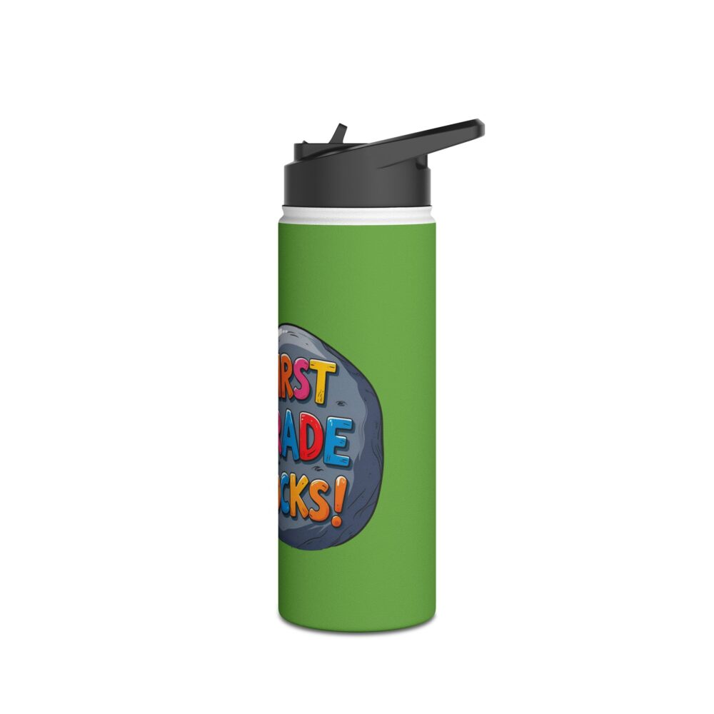 First Grade Rocks (green) - Stainless Steel Water Bottle - Image 8