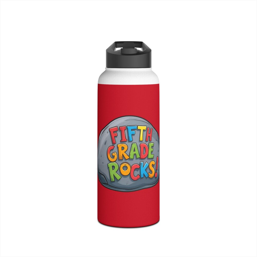 Fifth Grade Rocks (red) - Stainless Steel Water Bottle - Image 9