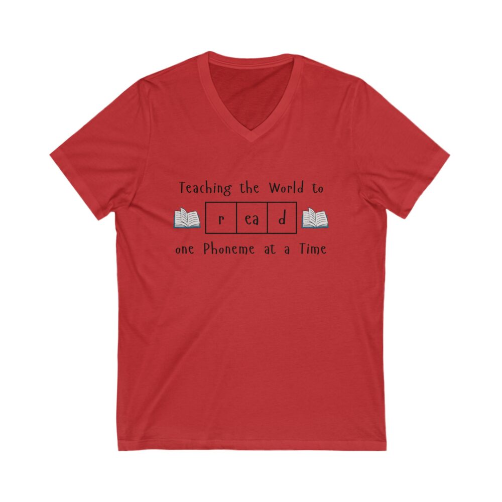 Teaching the World to "Read" One Phoneme at a Time - Unisex V-Neck Tee - Image 11
