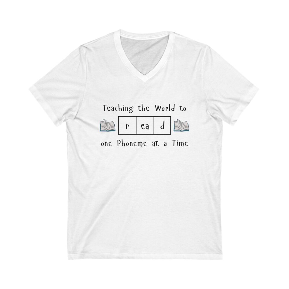 Teaching the World to "Read" One Phoneme at a Time - Unisex V-Neck Tee