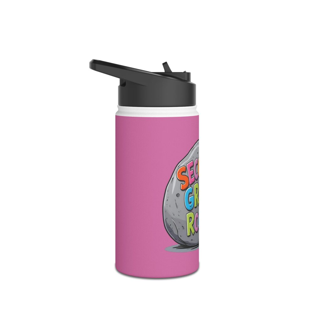 Second Grade Rocks (pink) - Stainless Steel Water Bottle - Image 3