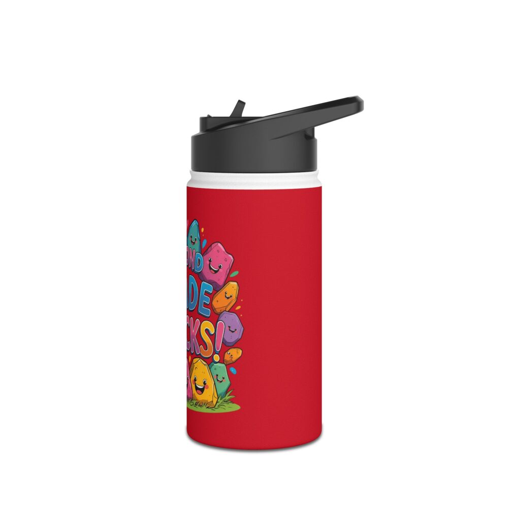 Second Grade Rocks (red) - Stainless Steel Water Bottle - Image 4