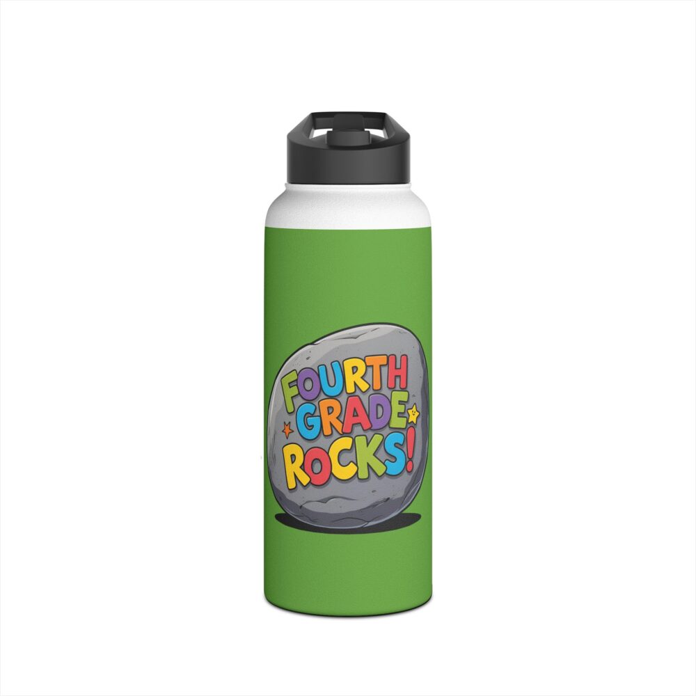 Fourth Grade Rocks (green) - Stainless Steel Water Bottle - Image 9