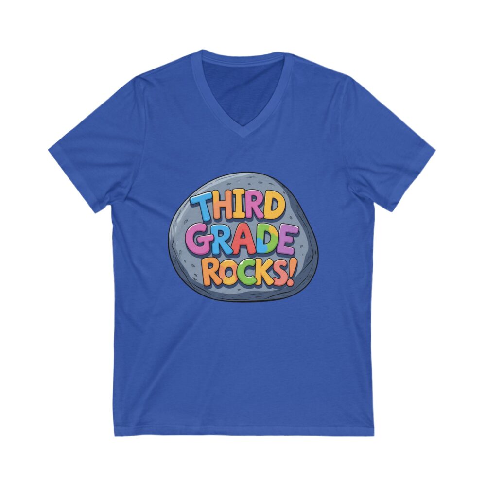 Third Grade Rocks - Unisex V-Neck Tee - Image 11