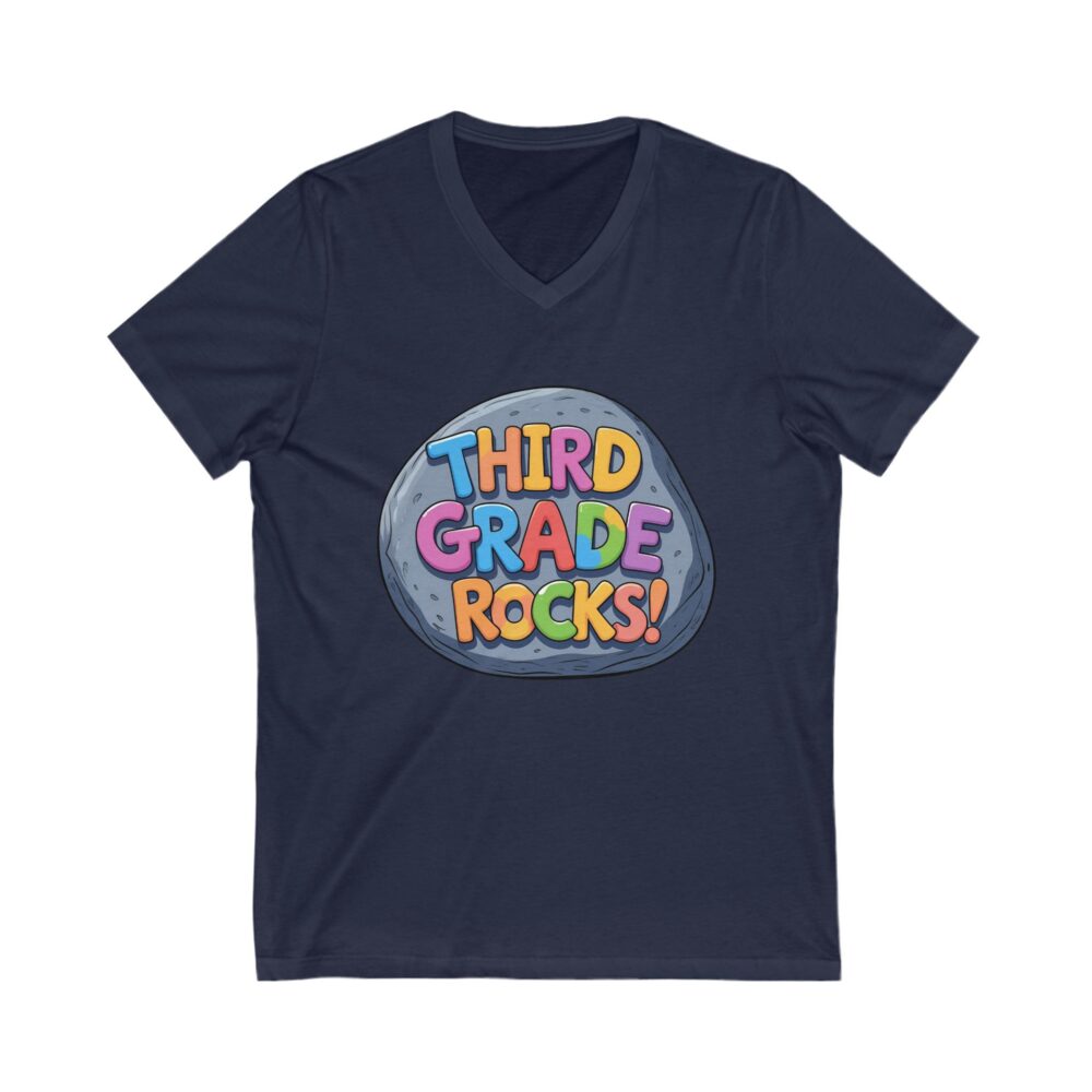 Third Grade Rocks - Unisex V-Neck Tee - Image 19